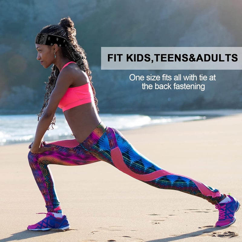 Jutom 4 Pieces Tie Headbands for Men Women Sports Bandana Hair Band Camo Headbands Elastic Sweat Wicking Karate Adjustable Non Slip Hairband for Yoga Workout Running - Image 4